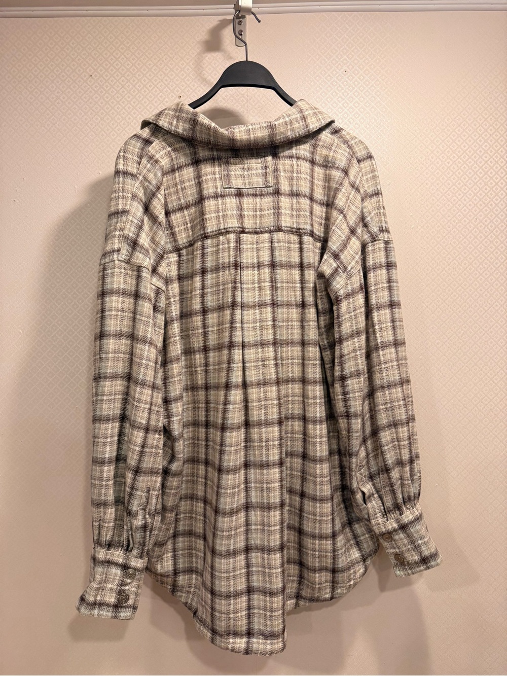 NWT We The Free Cream and Brown Plaid Button-Down Shirt Size XL - Picture 4 of 11